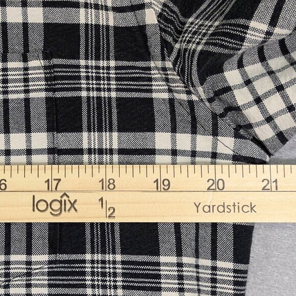 Fossil Button Down Shirt Mens Medium Black White Plaid Long Sleeve Pocket - Picture 6 of 10